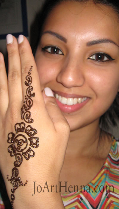 Hersha showing her henna hand design